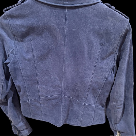 Blue suede cropped biker jacket from Mango - Picture 2 of 7